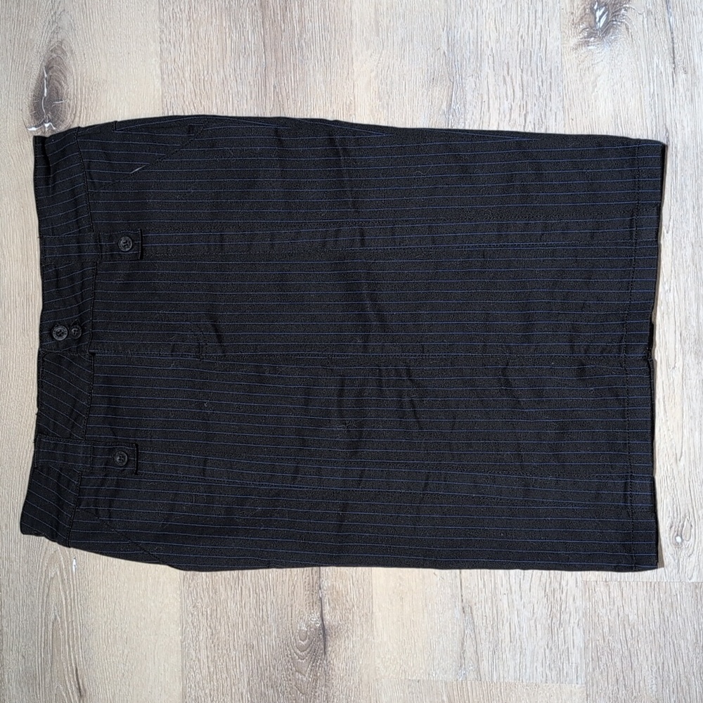 VINTAGE DICKIES Punk Goth Black & Blue Pinstripe Pencil Cotton skirt size 5 XS